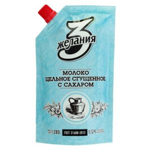 Сгущенное молоко «3 Желания» (мягкая упаковка) 270г