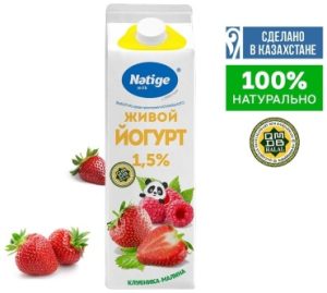 Йогурт Natige Живой клубника, малина 1.5% 900 г