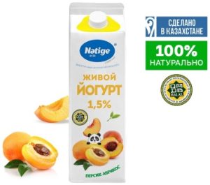 Йогурт Natige Живой абрикос, персик 1.5% 900 г