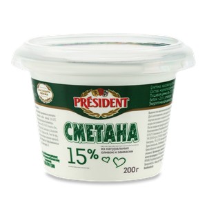МИ Сметана President 15% вес 200г