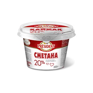 МИ Сметана President 20% вес 200г